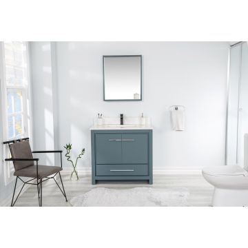 Jussara" Ensemble de meubles de salle de bain | Bleu | 100% bois massif