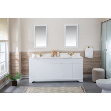 Jussara 3-Piece Bathroom Furniture Set | White, Quartz Countertop