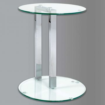 Table d'appoint Romelu rond ø50cm - chrome/verre 