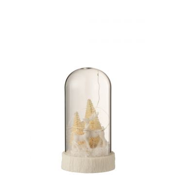 Cloche haute led cerfs verre/resine blanc small