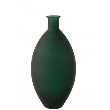 Vase ovale verre mat vert