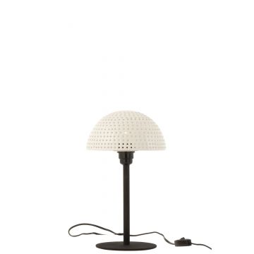 Lampe champignon boules metal brillant blanc/noir small