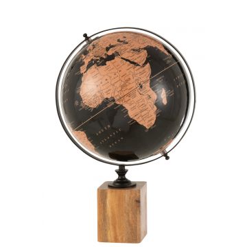 Globe sur pied bois noir/marron large