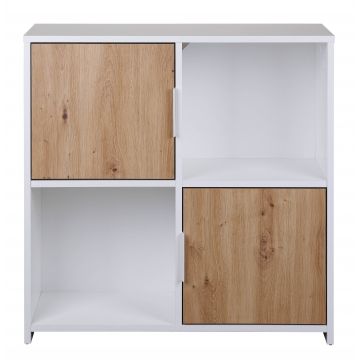 Armoire multifonctionnelle Pepeto | 77 x 30 x 77 cm | Espace de rangement ouvert et fermé | Couleur : Blanc