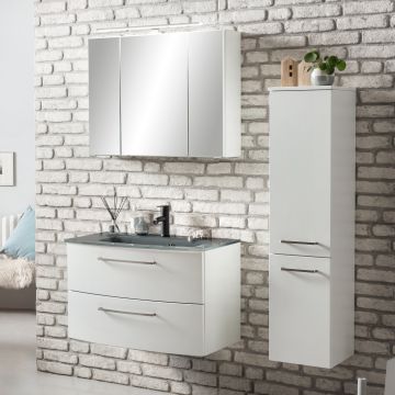Ensemble salle de bains Stivan 3 pièces avec vasque grise - blanc