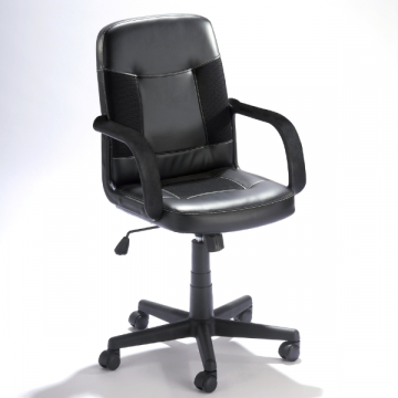 Chaise de bureau Karl-PU et polyester noir mat