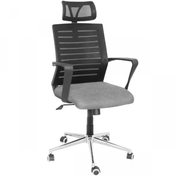 Chaise de bureau Moos-tissu mesh noir mat/tissu gris foncé