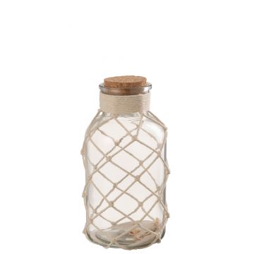 Decoration vase sable coquillage verre transparent large
