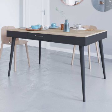 Table Horizon 134x85 - chêne/noir