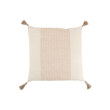 Coussin tissage carre polyester beige