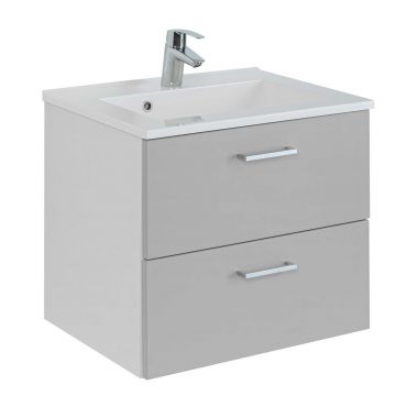 Meuble lavabo Ricca 60cm 2 tiroirs - blanc/gris clair