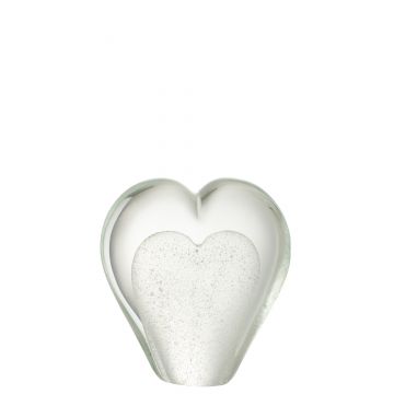 Presse-papier coeur en verre blanc large