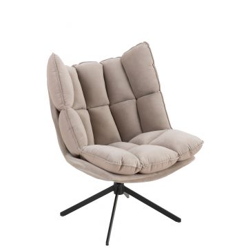 Chaise relax coussins sur cadre textile/metal gris clair