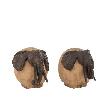 Elephant bois naturel bronze assortment of 2