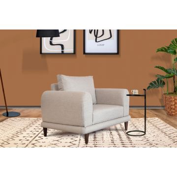 Atelier Del Sofa Wing Chair, cadre en bois de pin, tissu polyester, beige
