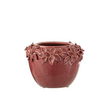 Cachepot fleur ceramique rose large
