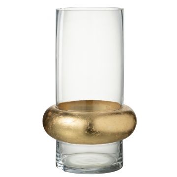 Vase cylindrique avec bague en bas verre transparent large