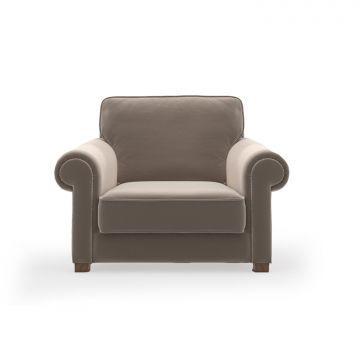 Del Sofa Wing Chair en structure bois, tissu 100% velours - Beige