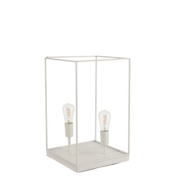 Lampe 2 ampoules rectangulaire cadre metal blanc large