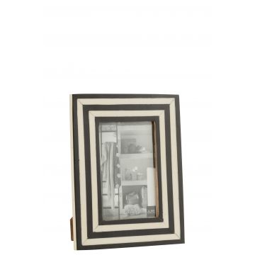 Cadre photo rectangle plat lignes resine noir/blanc small