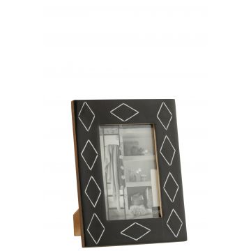 Cadre photo rectangle motif resine noir/blanc small