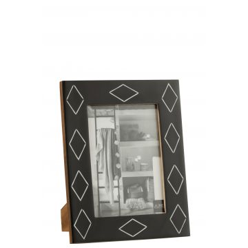 Cadre photo rectangle motif resine noir/blanc large