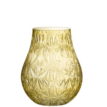 Vase nox taille verre jaune large