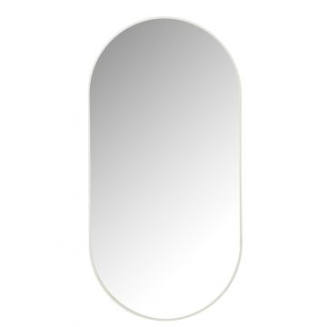 Miroir ovale verre/metal blanc