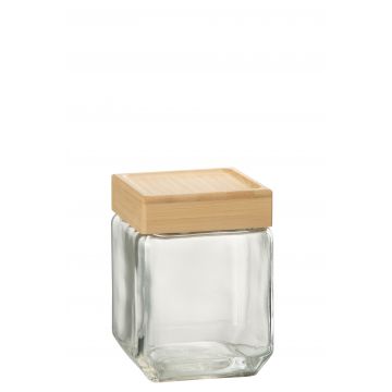 Pot en verre brad verre/bambou transparent/naturel medium