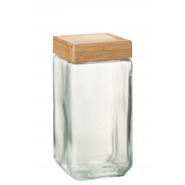 Pot en verre brad verre/bambou transparent/naturel extra large