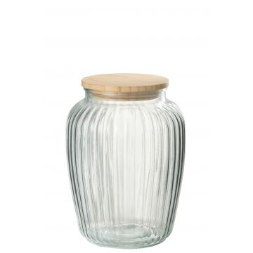 Pot en verre louis verre/bambou transparent/naturel large