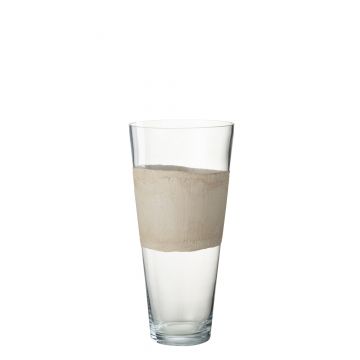 Vase delph verre transparent/beige medium