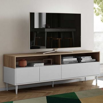 Meuble TV Horizon 180cm - chêne/blanc