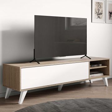 Meuble TV Kim 165cm - chêne/blanc