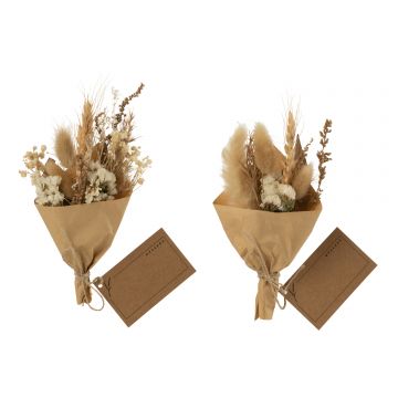 Bouquet fleurs sechees emballage papier assortiment de 2