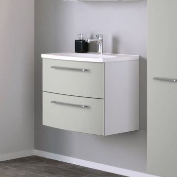 Meuble lavabo Gene 60cm 2 tiroirs - blanc/gris clair mat 