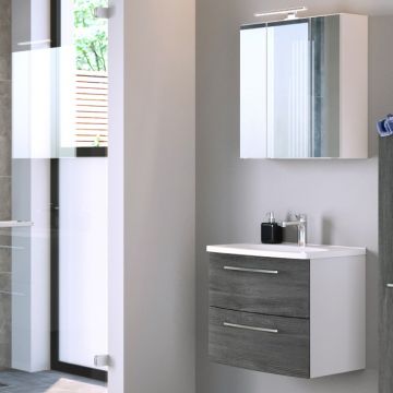 Ensemble salle de bains Gene 6 60cm - blanc/chêne gris
