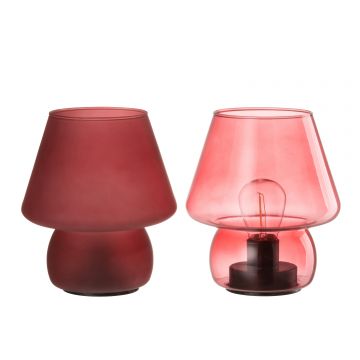 Lampe mat/transparent verre rose framboise assortiment de 2