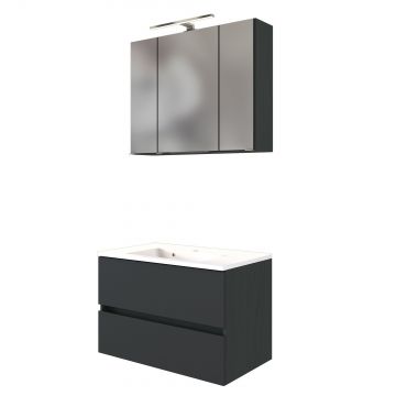 Set meuble lavabo Brama 80cm - graphite/gris mat