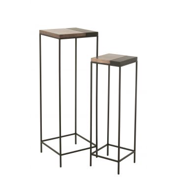 Set de 2 tables gigogne haute metal bronze/noir