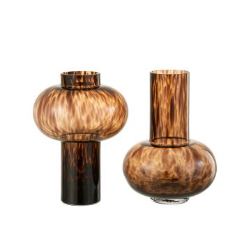 Vase grenade verre marron/noir assortiment de 2