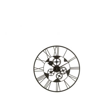 Horloge chiffres romains roues metal noir small