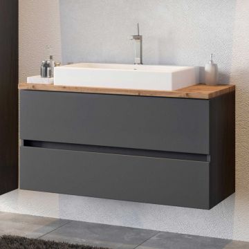 Meuble lavabo Pisca 100cm 2 tiroirs - graphite