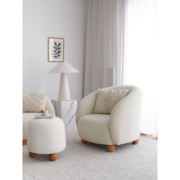 Atelier Del Sofa Wing Chair Tissu 100% TEDDY - Blanc