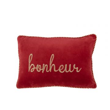 Coussin bonheur textile rouge/or