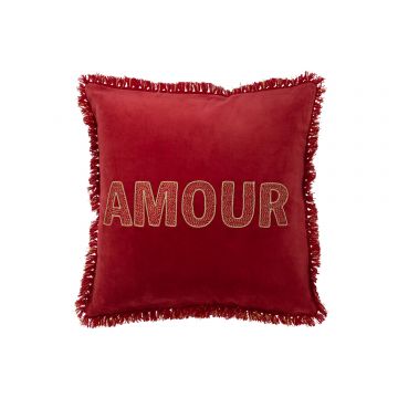 Coussin amour textile rouge/or