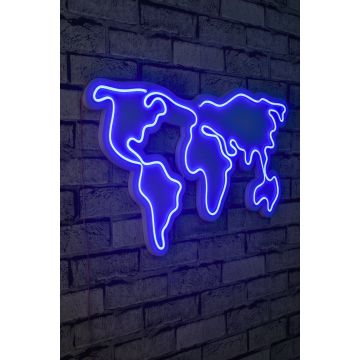 Neon lighting world map - Wallity series - Blue