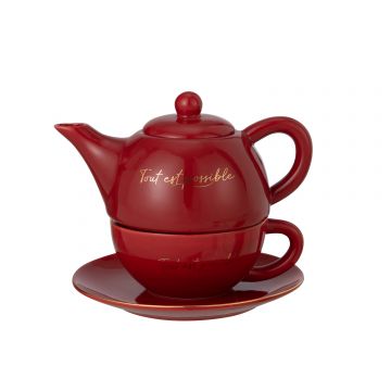 Tea for one porcelaine tout est possible rouge/or