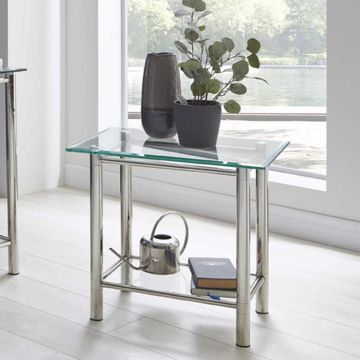 Table d'appoint Heiko 58x43cm - verre/chrome