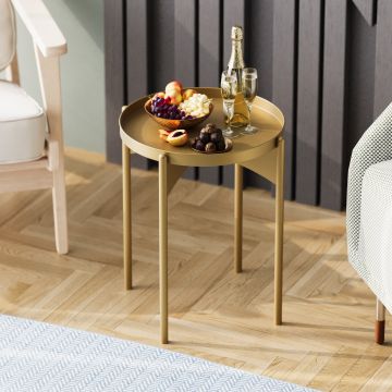 Table basse moderne en métal doré - Woody Fashion | 44x57x44 cm